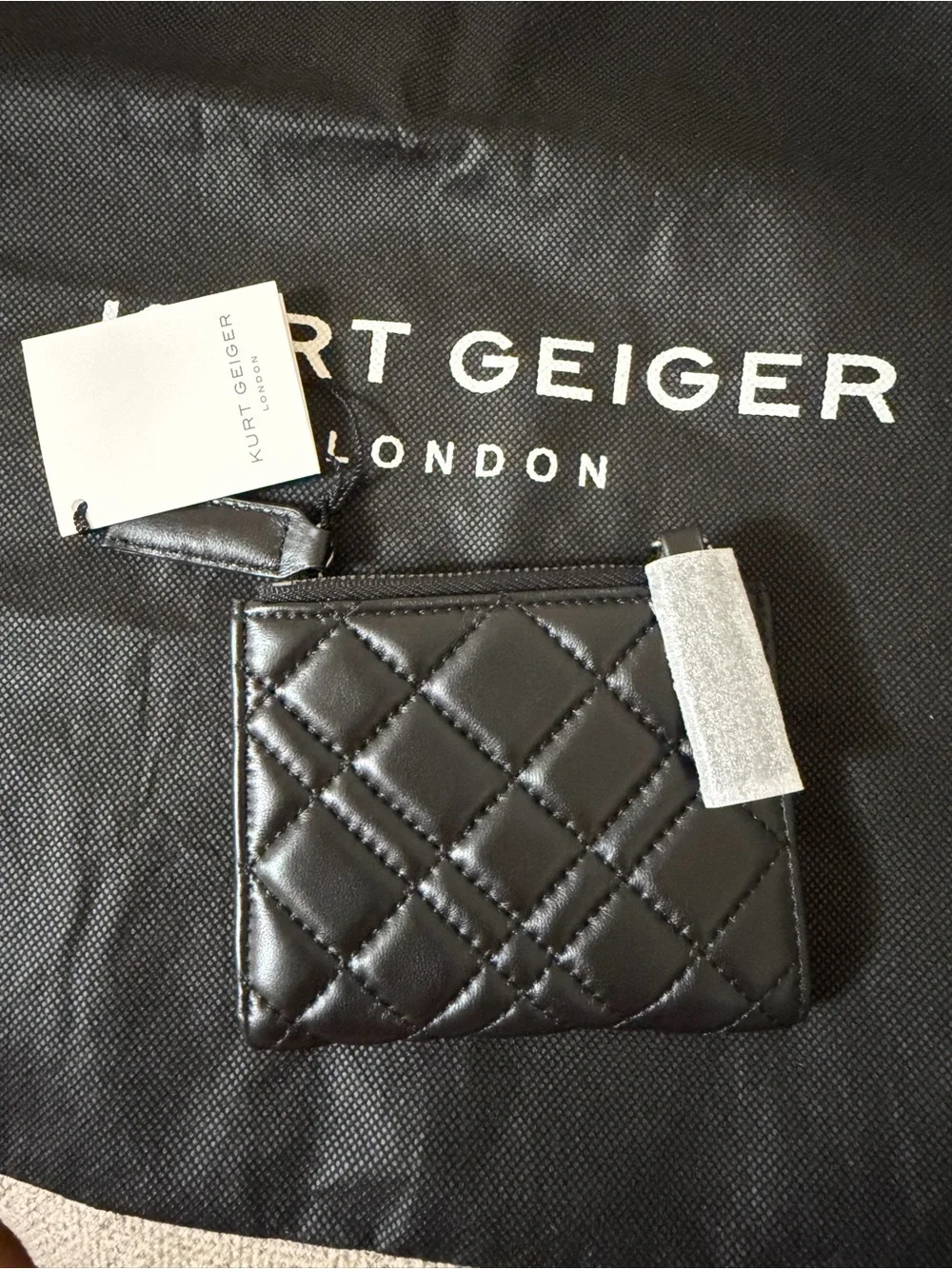 Kurt Geiger Black Quilted Leather Card & Key Holder